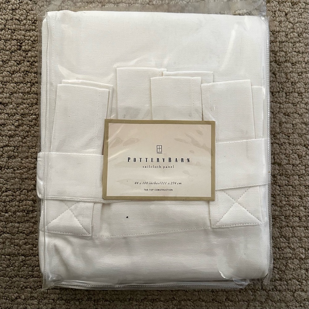 Pottery Barn 100% Cotton Tab-Top Sailcloth Curtain Drape Panel Ivory/Off-white